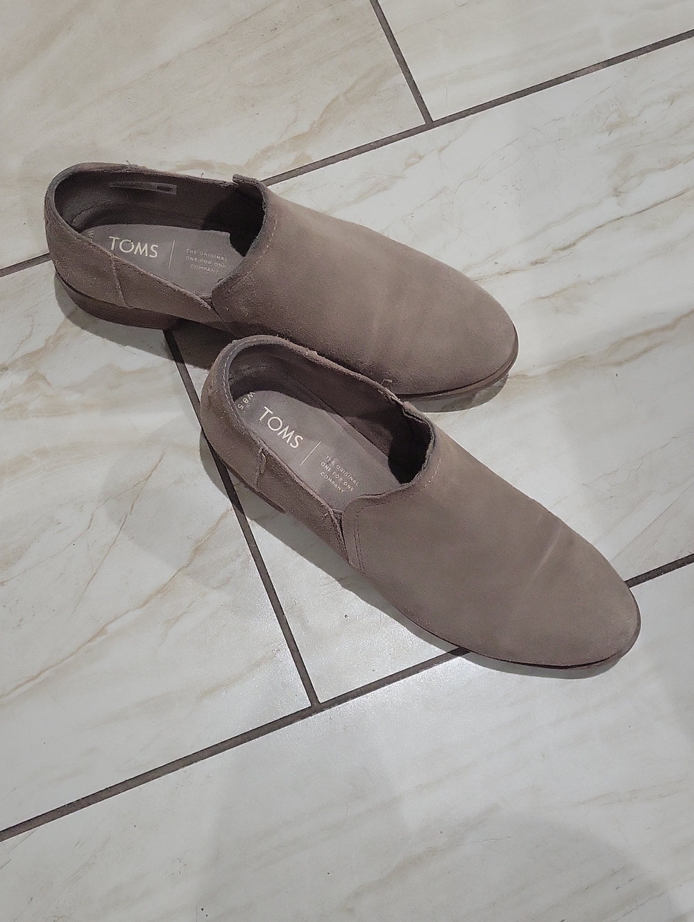 Toms Women's Slip-On Suede Loafers in Taupe Gray